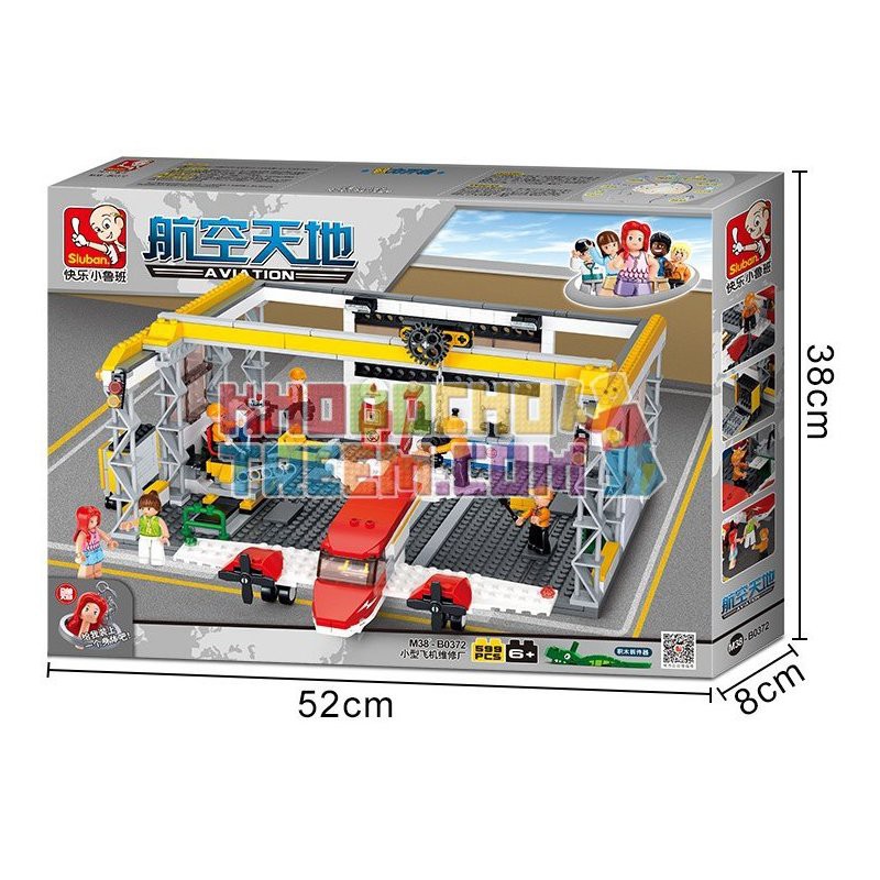 Lego-Bộ lắp ráp trạm bảo dưỡng máy bay SLUBAN M38-B0372, 596 miếng ghép