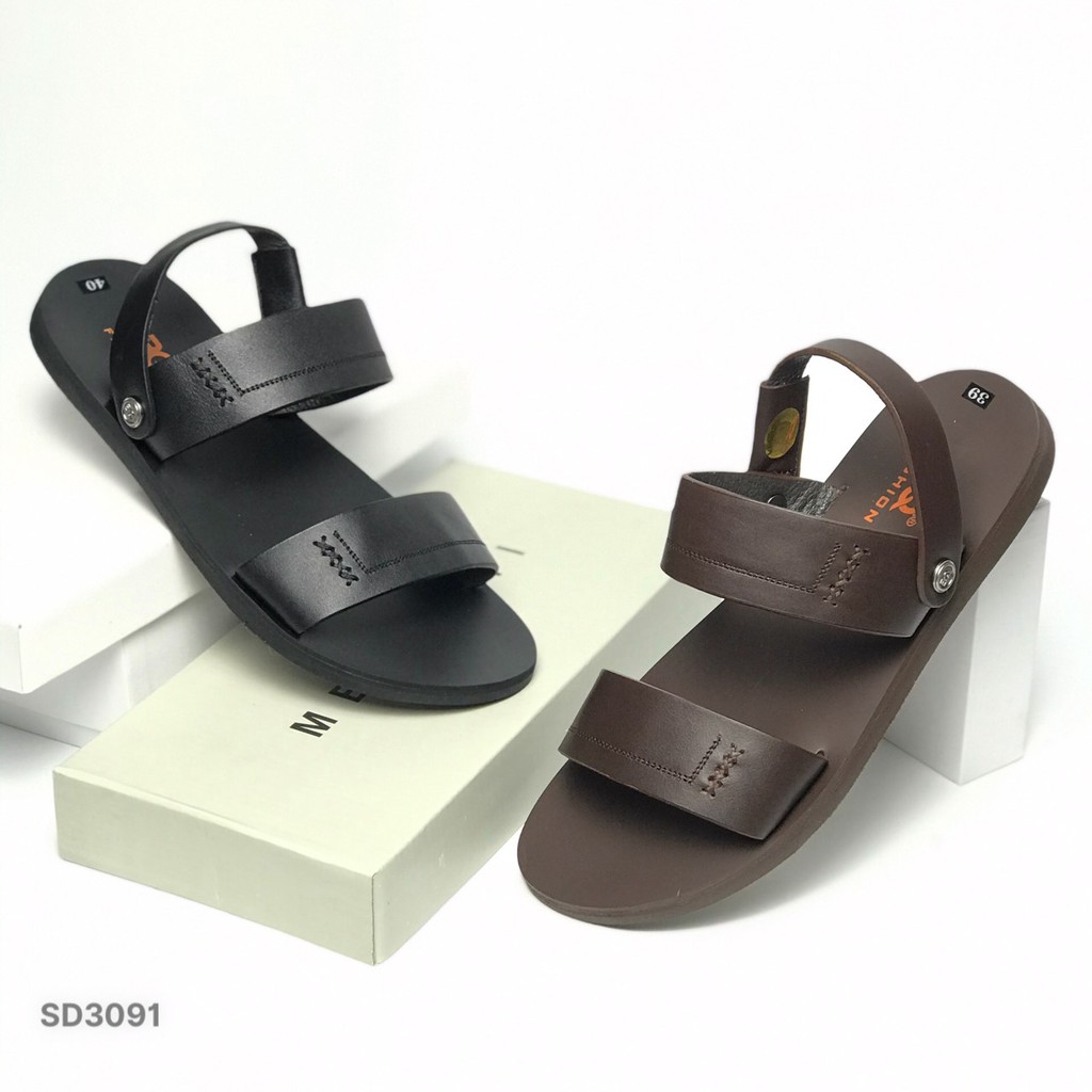 Sandal nam BQ ❤️FREESHIP❤️ Dép quai hậu nam da bò quai lật SD3091