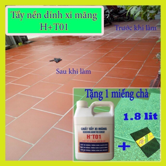 Nước tẩy xi măng Kim Khí Dung Anh, chất tẩy xi măng HT01, dung dịch tẩy xi măng các cỡ tặng kèm Samran