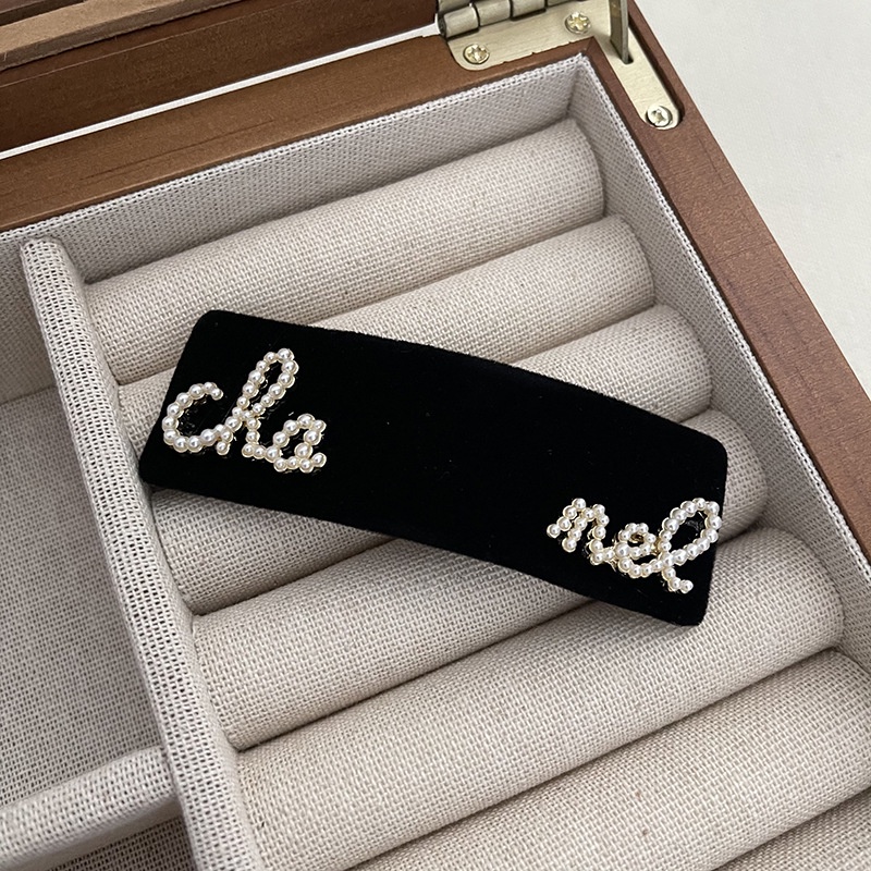 Dây buộc tóc vải nhung đính ngọc trai xinh xắn phong cách Hàn Quốc dành cho nữ