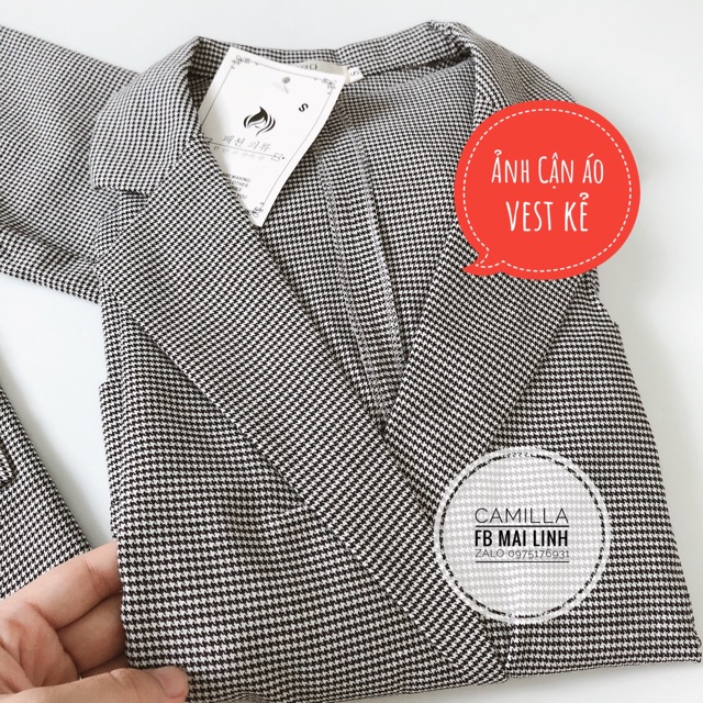 ÁO VEST KẺ MỘT LỚP CÓ KHUY CÀI | BigBuy360 - bigbuy360.vn