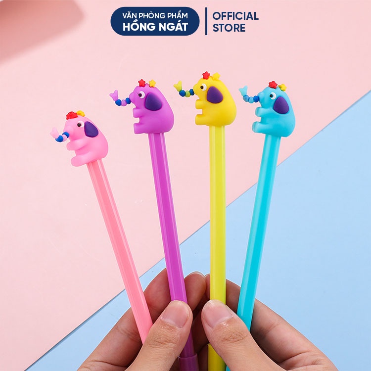 Bút bi cute con voi, bút bi nước mực gel đen ngòi 0.5mm nhiều màu dễ thương đồ dùng học tập văn phòng phẩm B17