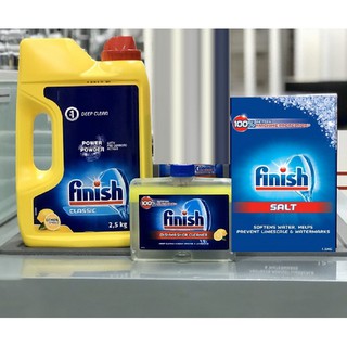 Combo rửa bát : bột finish 2,5kg + muối finish 1.5kg + chai vệ sinh máy rửa bát