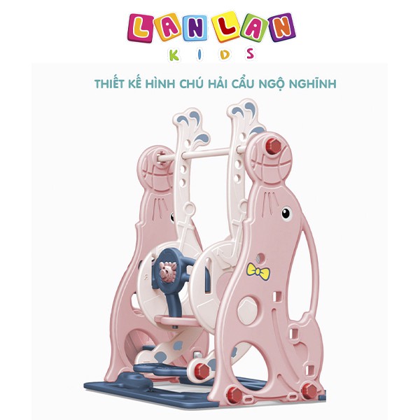 Cầu trượt xích đu hải cẩu LANLAN KIDS 2in1 an toàn, vui nhộn dành cho bé