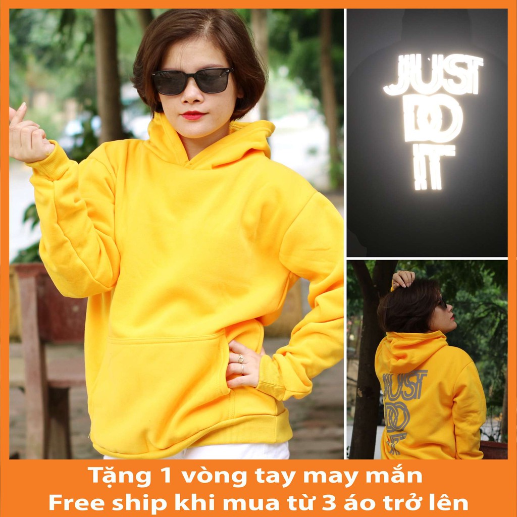 Áo Khoác Hoodie - Swearthirt nam nữ PHẢN QUANG chất nỉ 100% cotton dày dặn Just do it