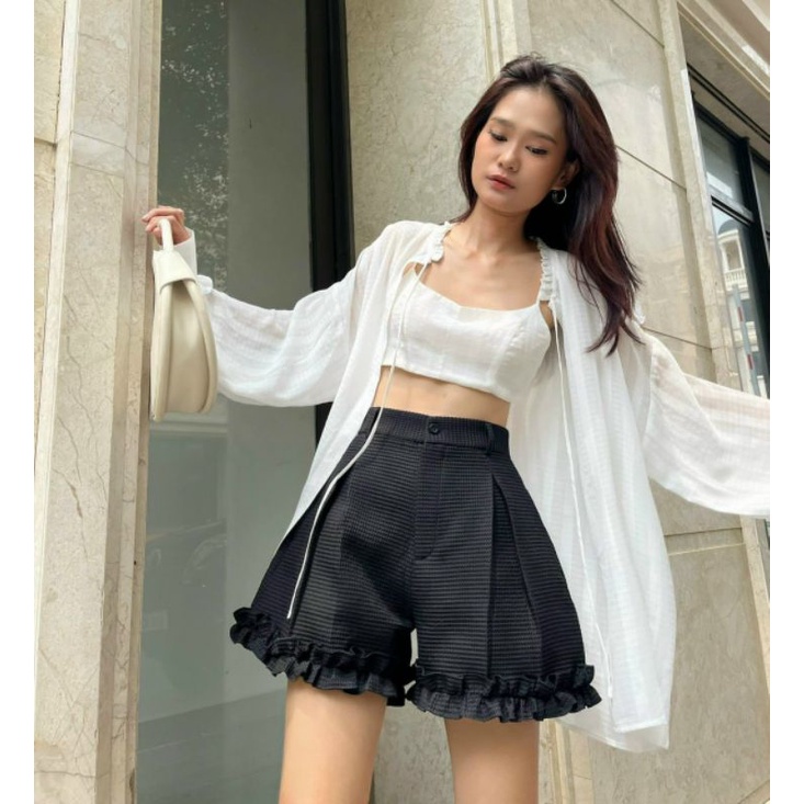 Quần Xốp nhún lai bèo Cạp Cao Xòe Siêu Hot