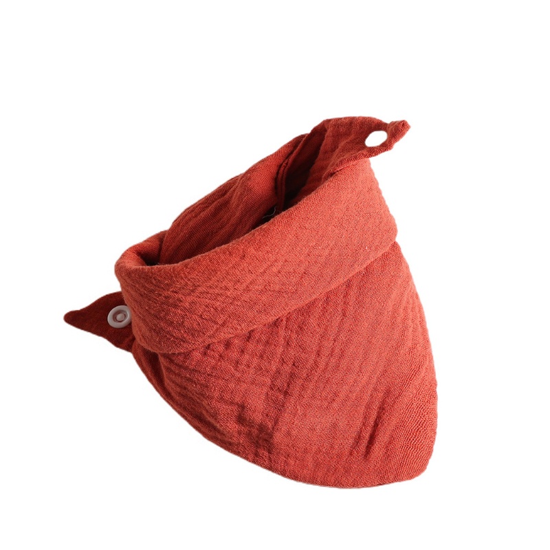 Fl Yếm Cotton Hai Lớp Phong Cách Boho Màu Trơn Cho Bé Tập Ăn
