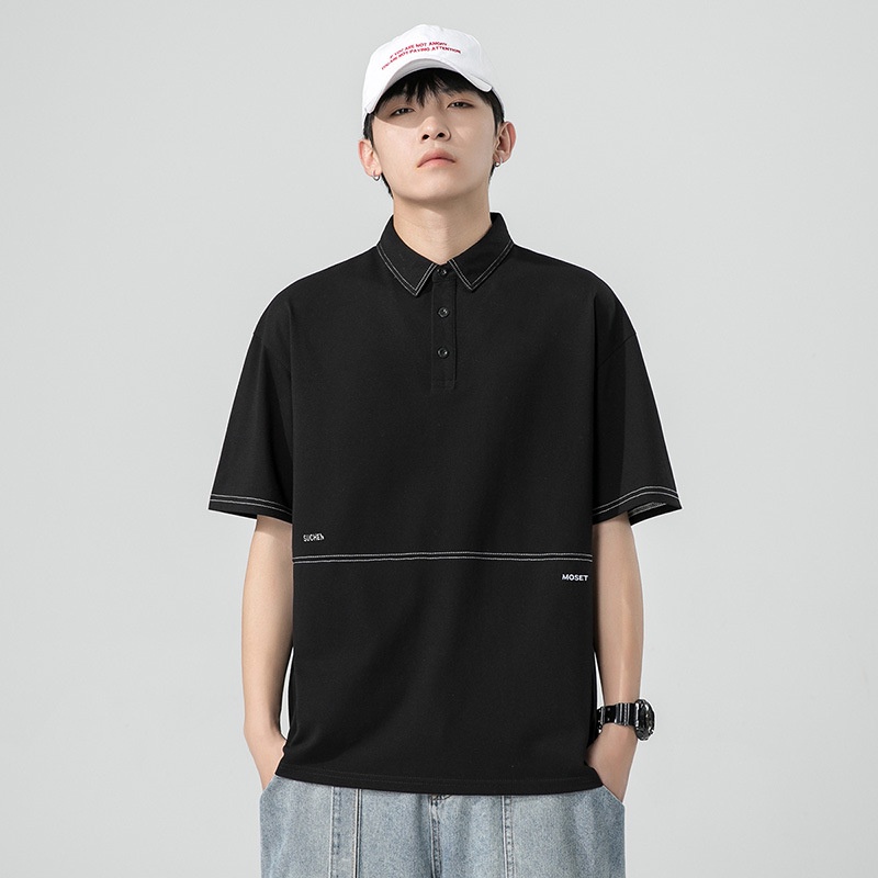 Áo thun POLO Cổ bẻ Nam Nữ Phối Viền Chỉ Nổi, Áo thun Polo Unisex chất liệu cá sấu cotton Chuẩn Form phong cách Hàn Quốc