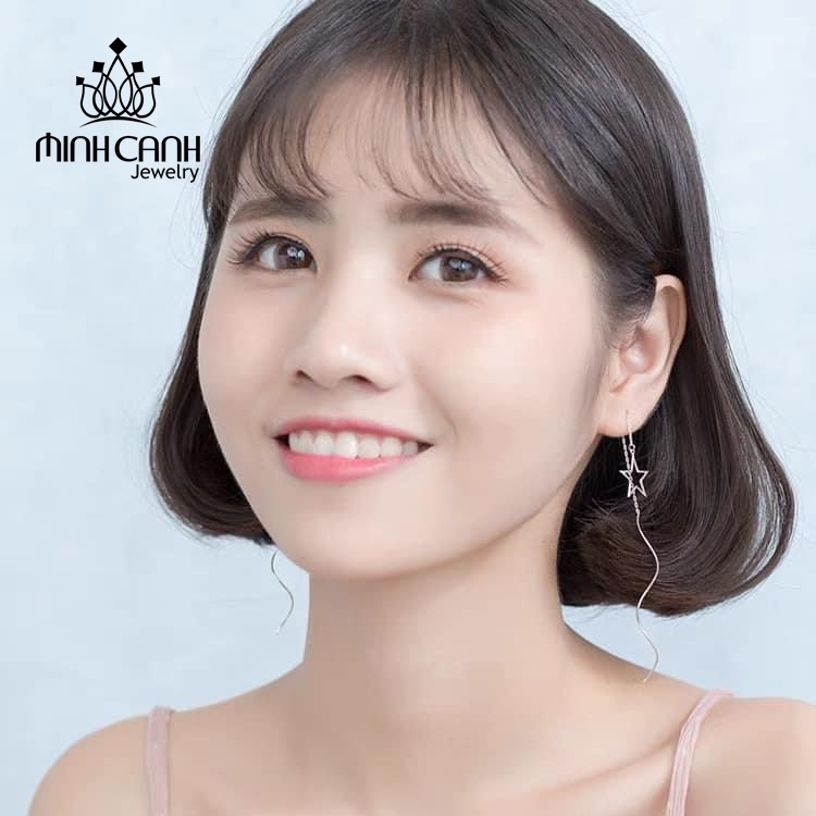 Bông Tai Bạc Sao Rỗng Dáng Dài - Minh Canh Jewelry