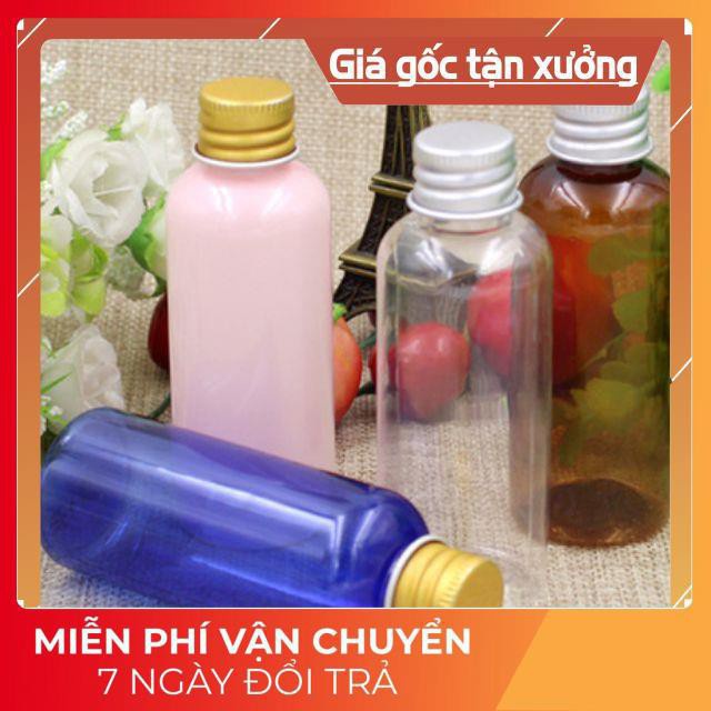 Chai nhựa pet nắp vặn nhôm 100ml chiết mỹ phẩm, dung dịch