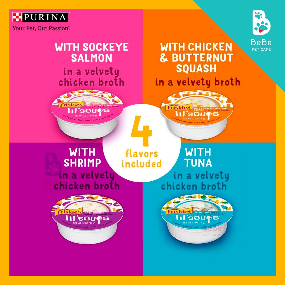 FRISKIES Lil' Soups Nhiều Hương Vị - Bữa Ăn Xế Đầy Mong Đợi Của Các Boss Mèo - Nhập Khẩu Từ Mỹ