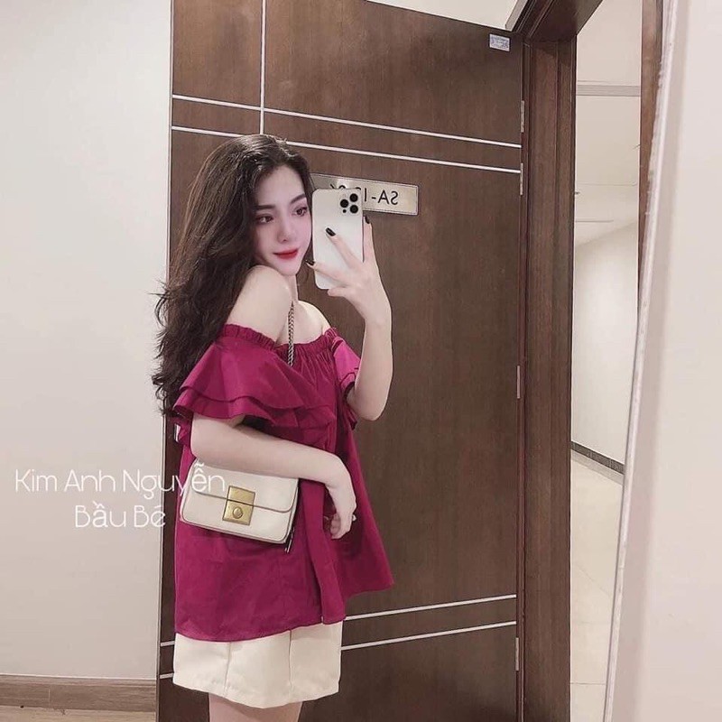 Sét đũi trễ vai quần short trắng(new)