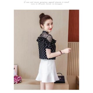 Áo chấm bi buộ nơ