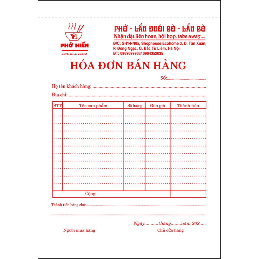 10 quyển HÓA ĐƠN 1 LIÊN A5  IN THEO YÊU CẦU
