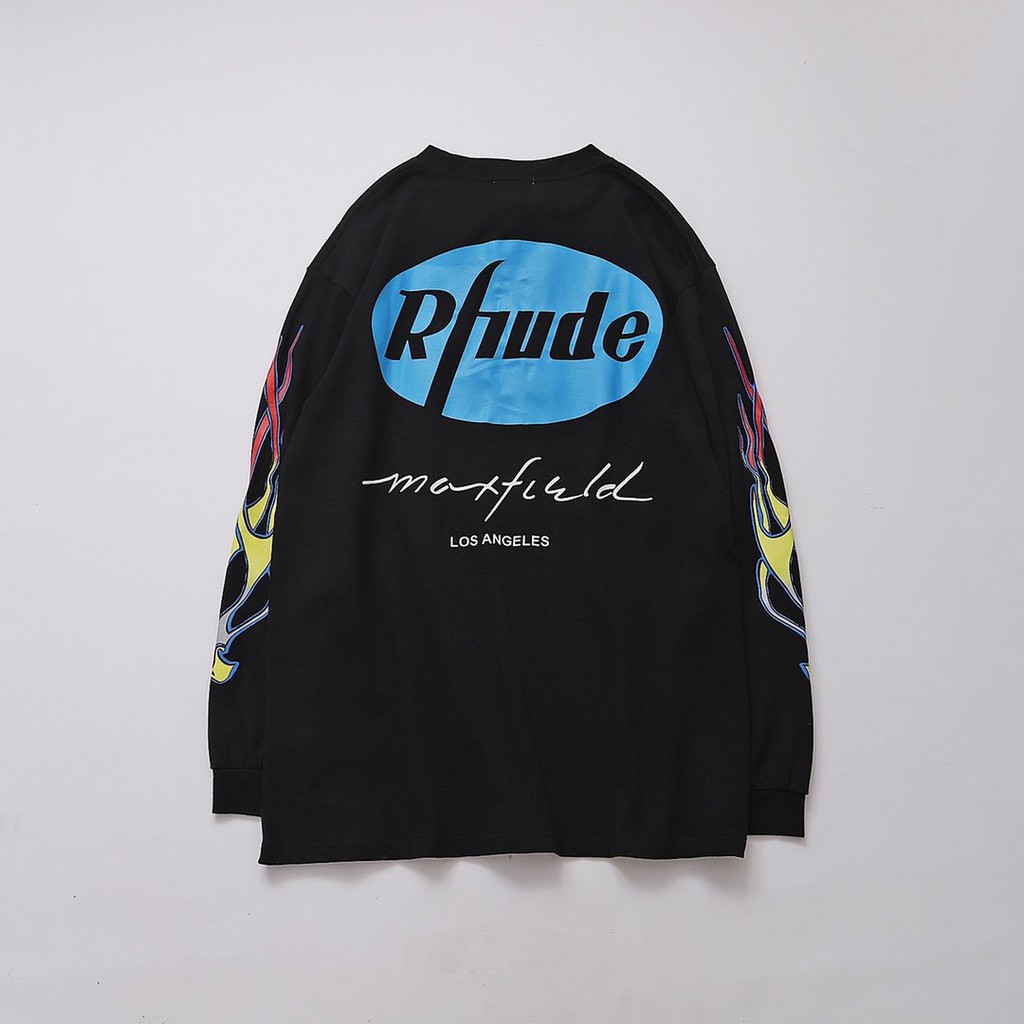 Áo phông dài tay nam nữ Rhude X Maxfield in logo chim ưng cá tính