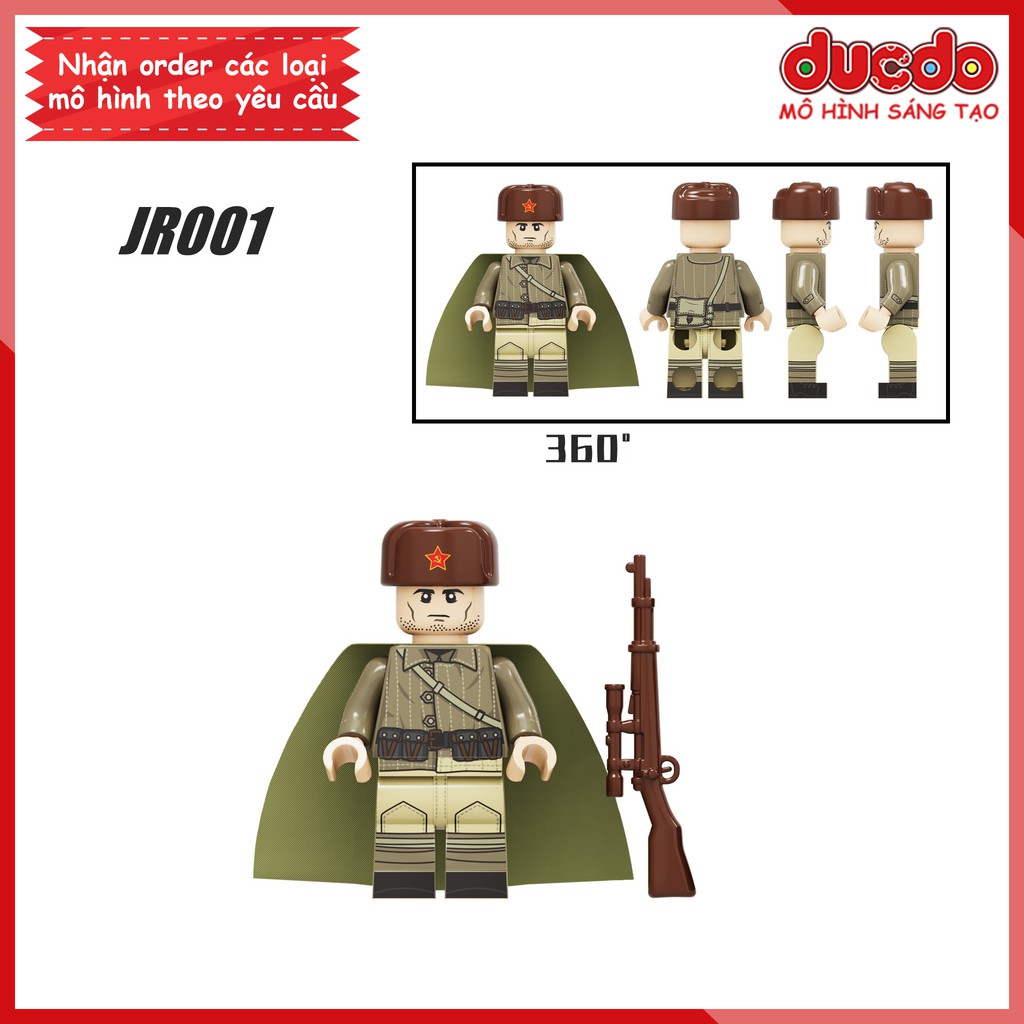 Minifigures lính Hồng quân Liên xô trong chiến tranh thế giới - Đồ chơi Lắp ghép Xếp hình Mô hình Mini WW2 JR001 004