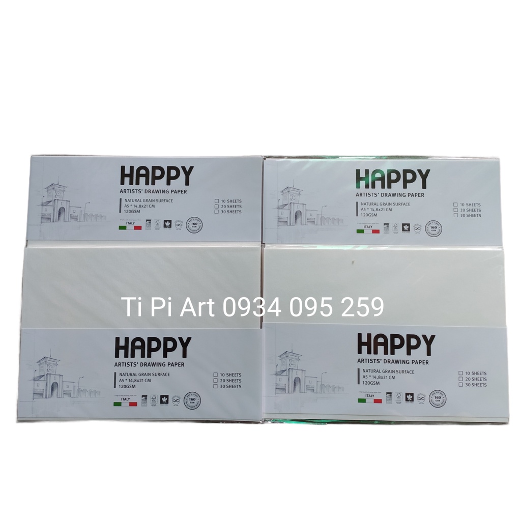 Giấy vẽ Canson Happy Ý 120gsm A4, A5 xấp 10 tờ