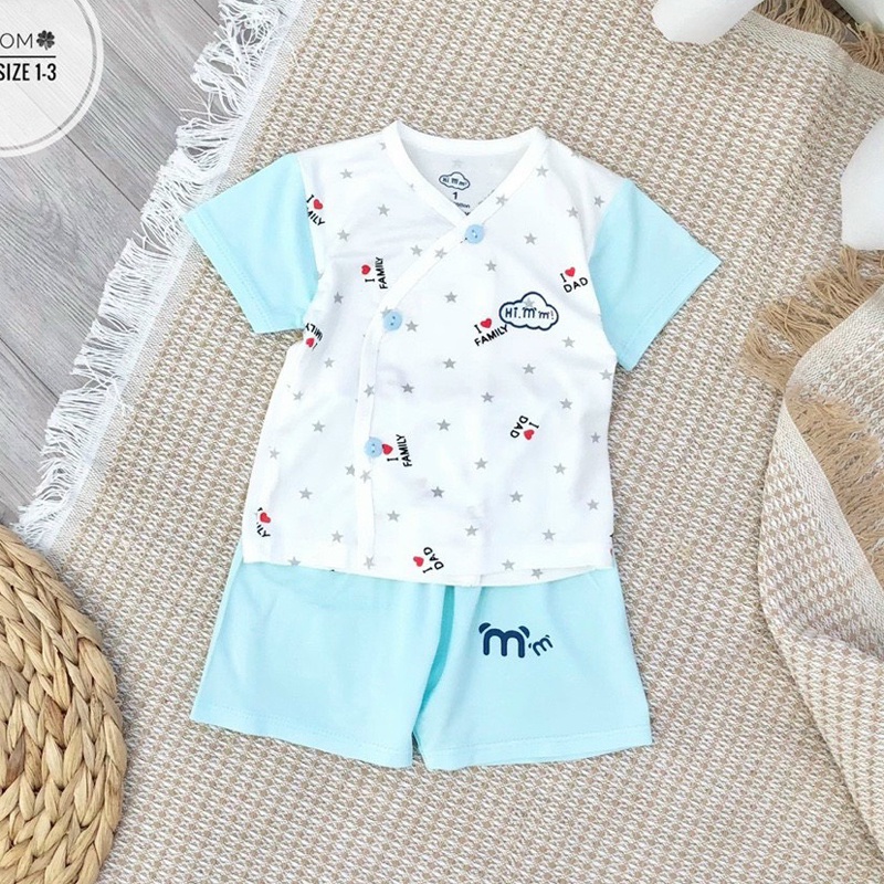 Bộ đồ sơ sinh cộc tay bé trai, bé gái chất petit mềm mát hãng HIMOM _ B35