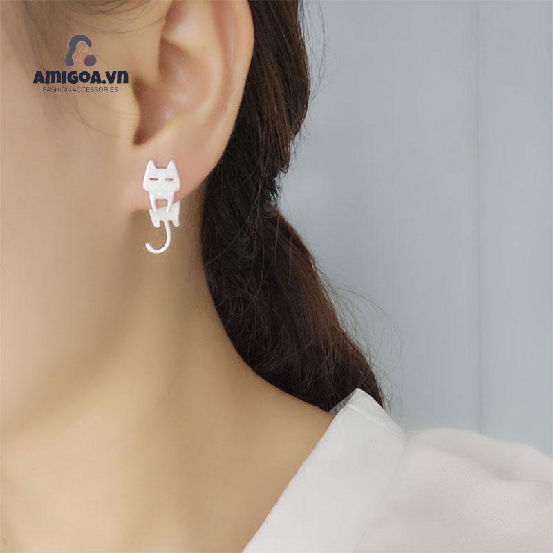 Khuyên Tai Hình Mèo Và Cá Đơn Giản Cá Tính Dành Cho Nữ