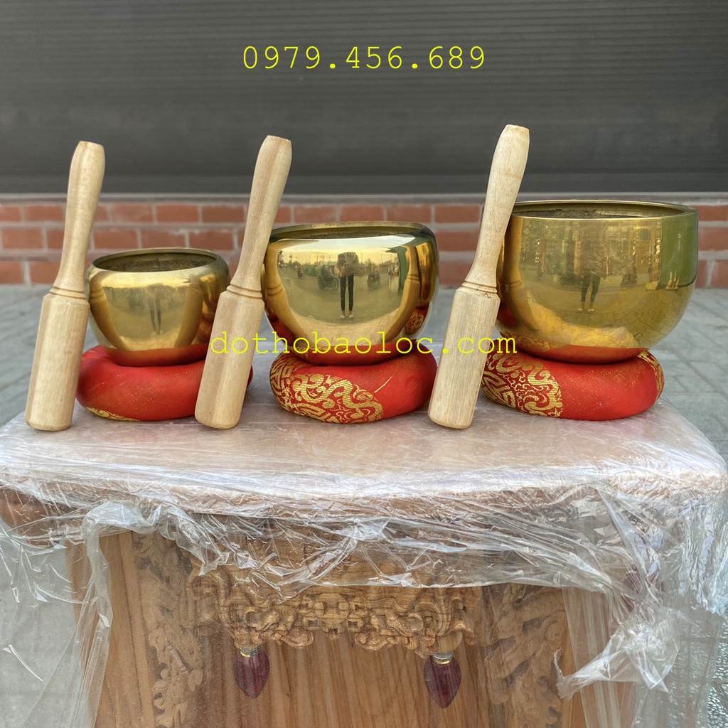 Chuông tụng kinh Phật đồng âm vang – 3 Cỡ cao: 9cm, 10cm, 11.5cm