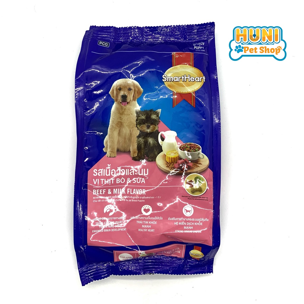 Thức ăn cho chó Smartheart Puppy hạt cho chó trưởng thành vị sữa - gói 400g, 1.5kg