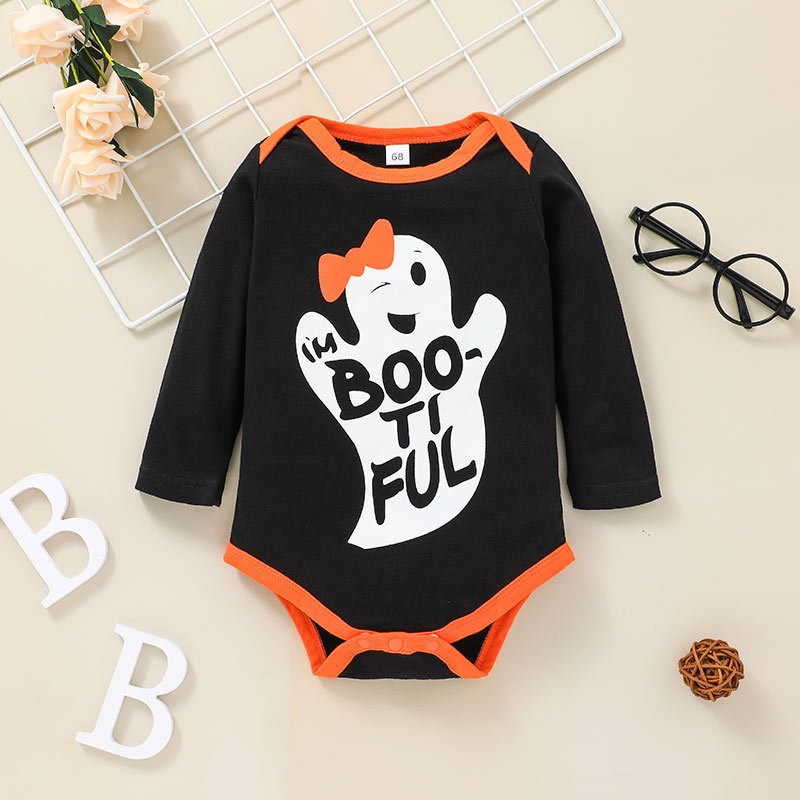Combo bộ đồ bé gái trai 0-24 tháng dài tay Halloween bodysuit liền thân quần dài set thời trang cho bé trẻ em sơ sinh