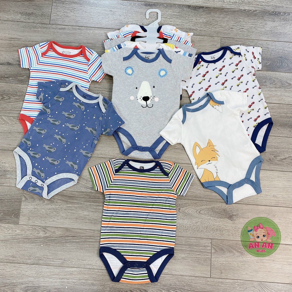 [LOẠI ĐẸP] SET 5 Body Chip Cộc Tay Xuất Mỹ Cho Bé 0-12M Kèm Móc