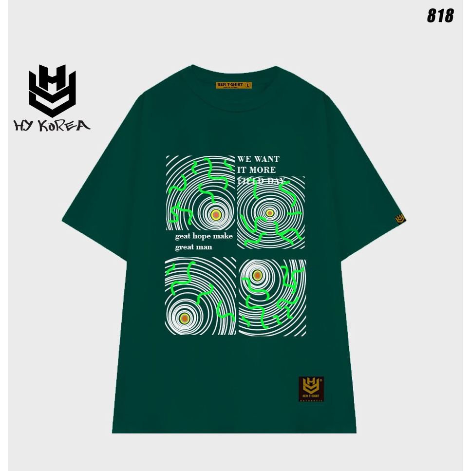 Áo thun tay lỡ unisex form rộng nam nữ Vòng xoáy 818 HY KOREA