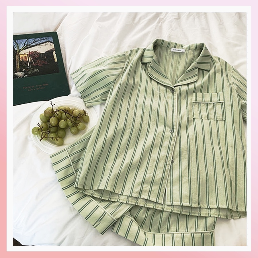 Pijama nữ đùi caro dễ thương cộc tay chất cotton co giãn cao cấp PJMCOC01