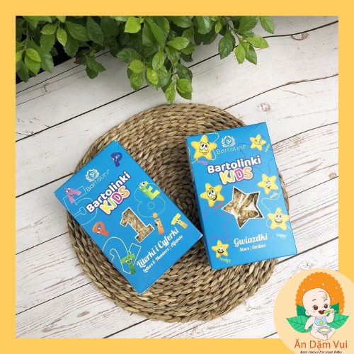 Nui ăn dặm hữu cơ 2 trứng hình ngôi sao và chữ số Bartolini 250g dành cho bé từ 6th+ Date 2023