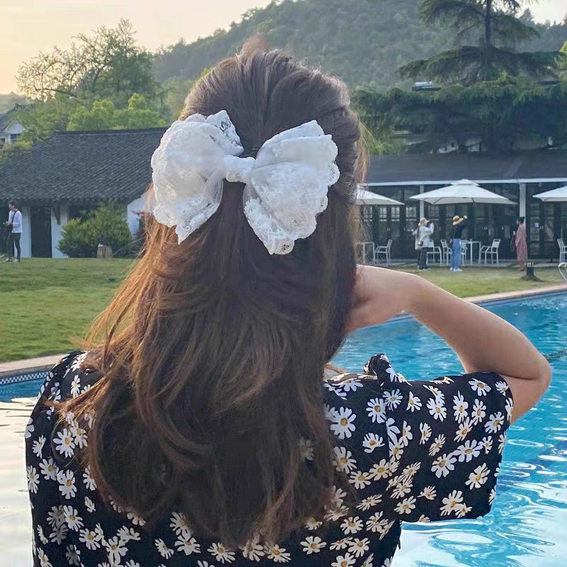 Kẹp tóc nơ ren tiểu thư Hàn Quốc