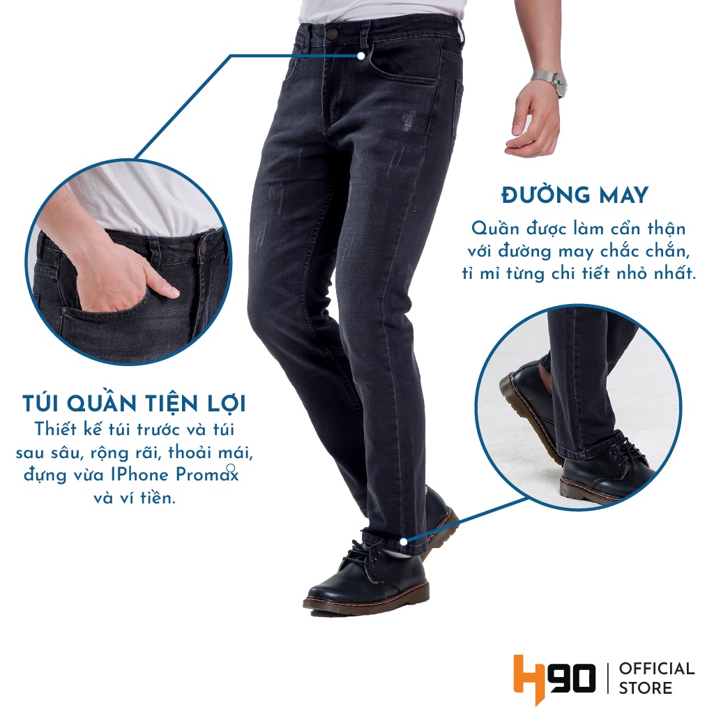 Quần Jean Nam Ống Đứng Cao Cấp H90 Chất Liệu Co Giãn Bền Màu J071