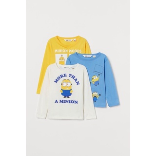 Áo cotton dài tay h&m bé trai - minion xanh / trắng / vàng