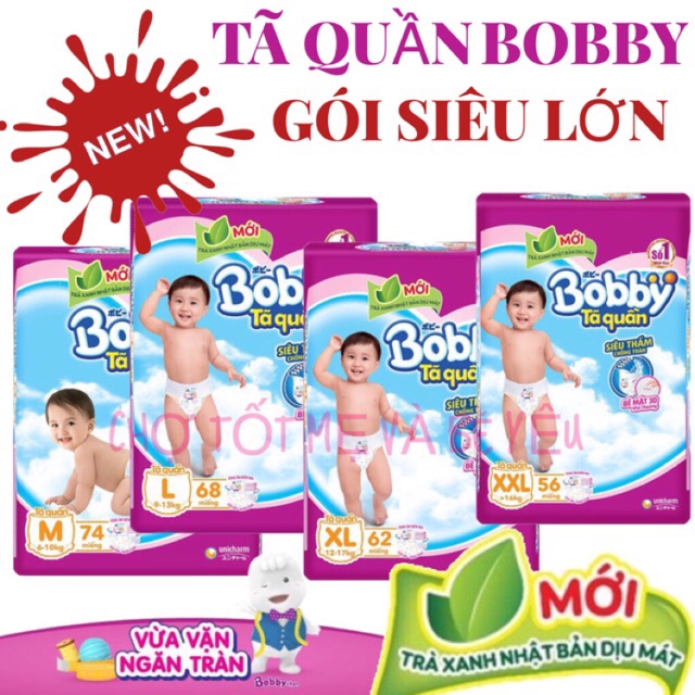 [MẪU MỚI] TÃ QUẦN BOBBY M74/L68/XL62/XXL56