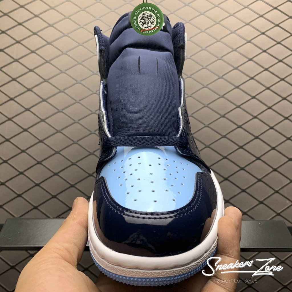 (FREESHIP+HỘP+QUÀ) Giày thể thao AIR JORDAN 1 Retro High UNC Patent xanh dương tím than cổ cao | BigBuy360 - bigbuy360.vn