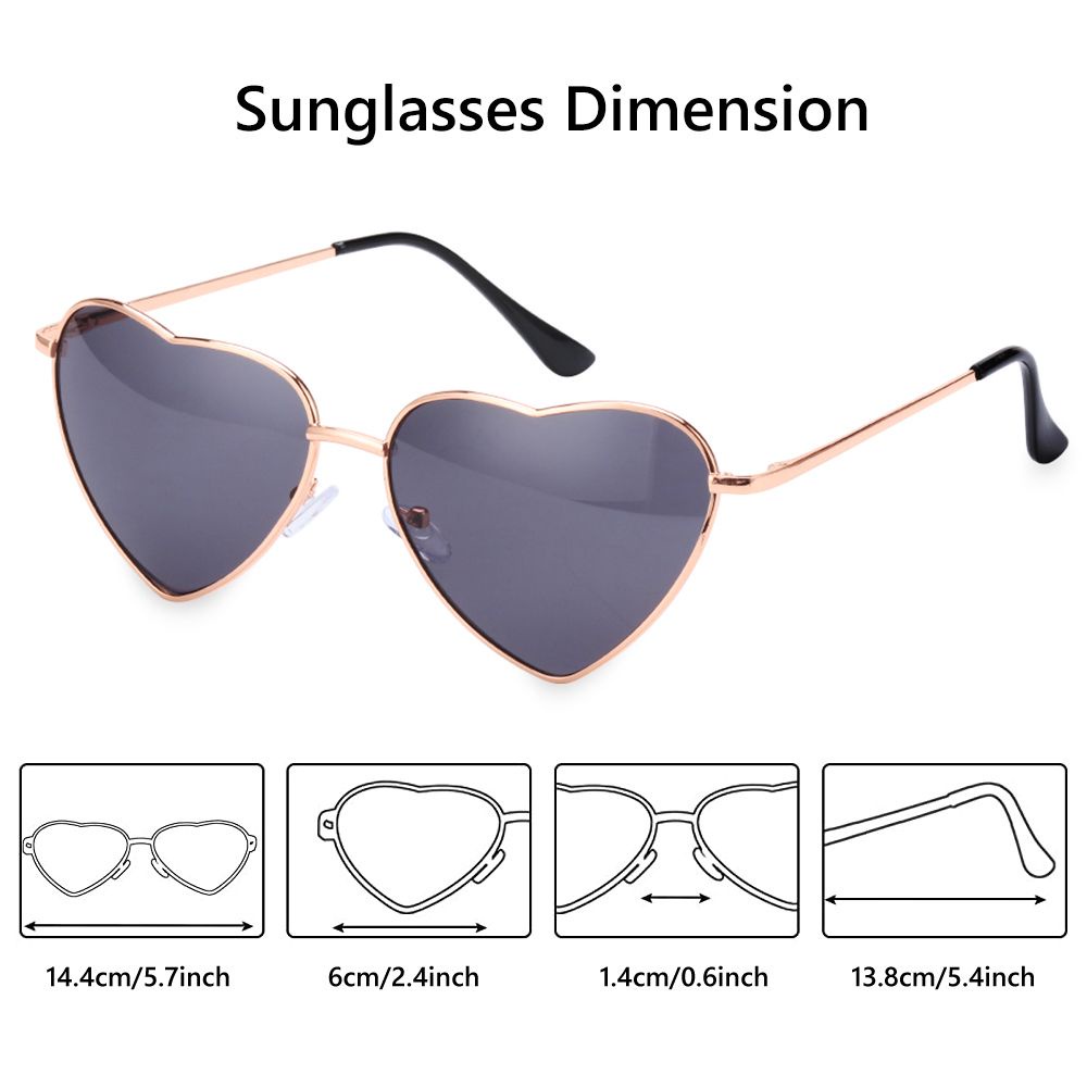 Kính Mát Gọng Kim Loại Tròng Hình Trái Tim Màu Gradient Chống Tia UV 400 Cho Nữ