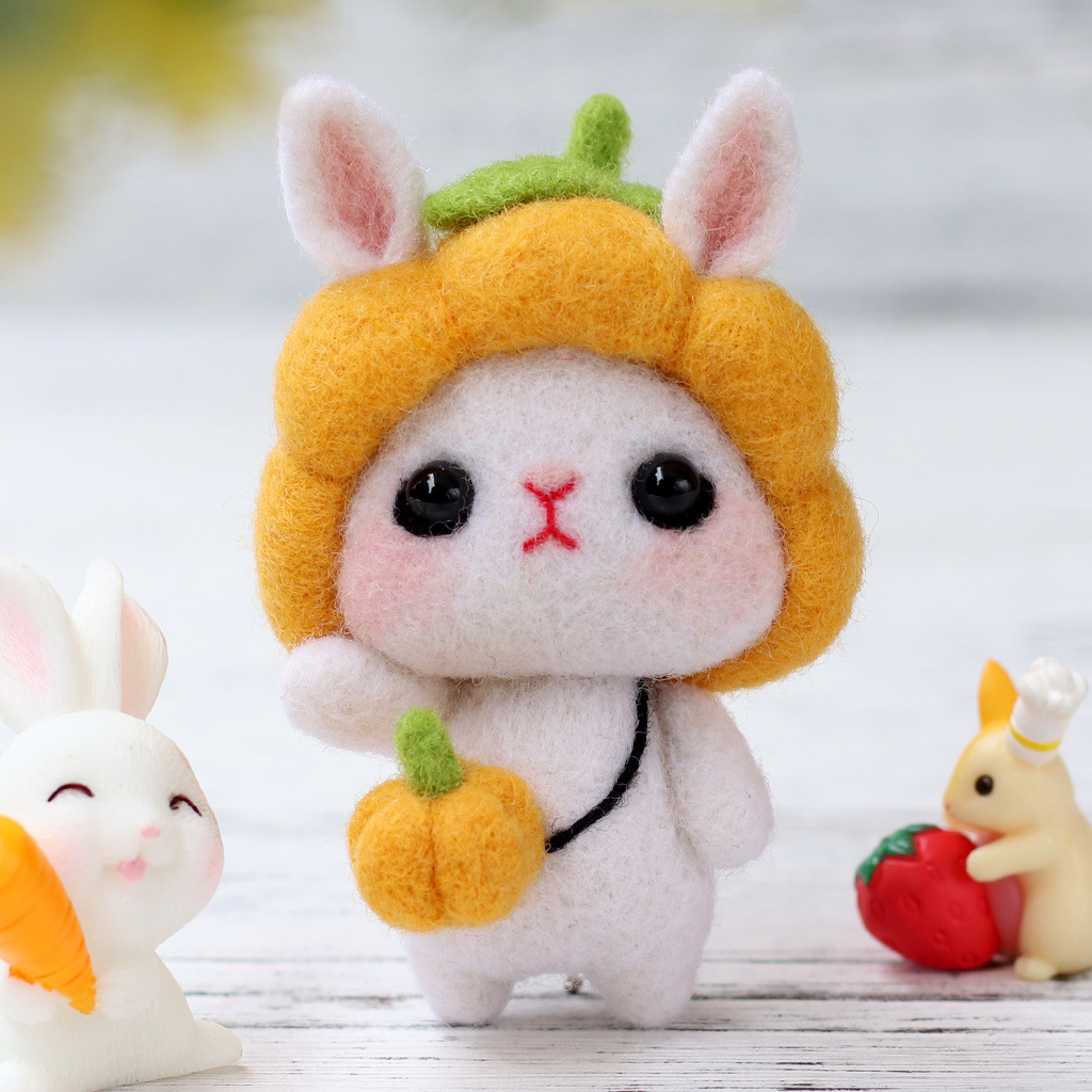 Cute rabbit doll/wool felt material cartoon pendant/make your own doll material kit