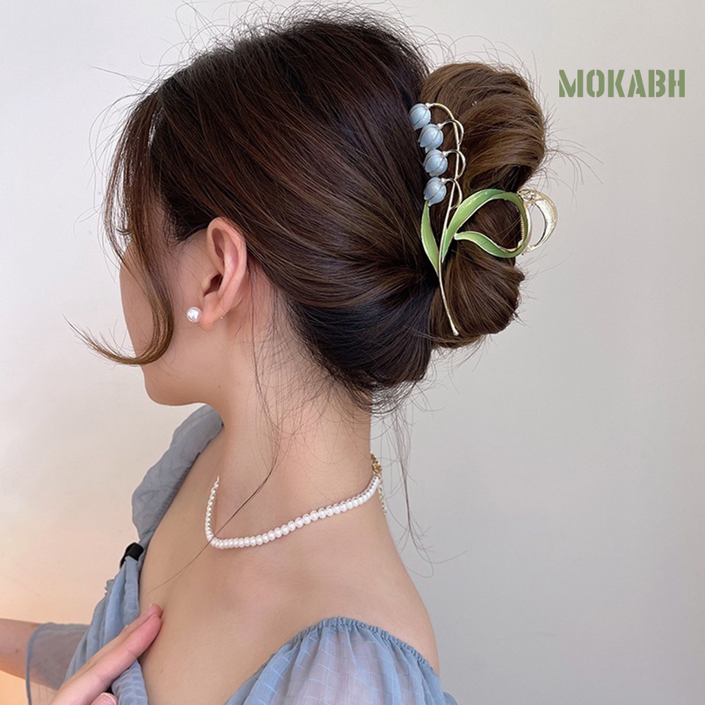 Kẹp Tóc [Kẹp Tóc] Kẹp Tóc Móng Vuốt Mạ Vàng Bóng Thanh Lịch Không Trơn Trượt Bằng Hợp Kim Thung Lũng Cho Nữ Trung Bình