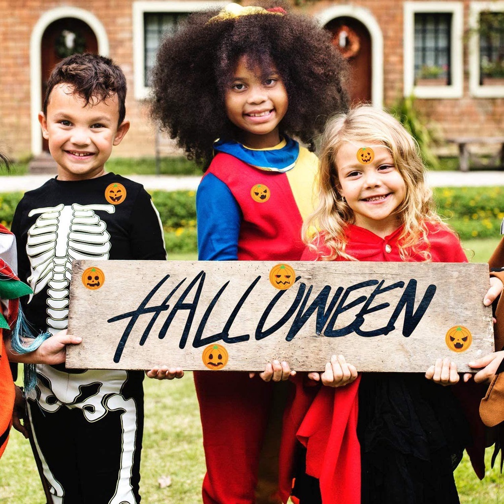 Cuộn 500 Nhãn Dán Trang Trí Túi Bánh Kẹo Họa Tiết Halloween