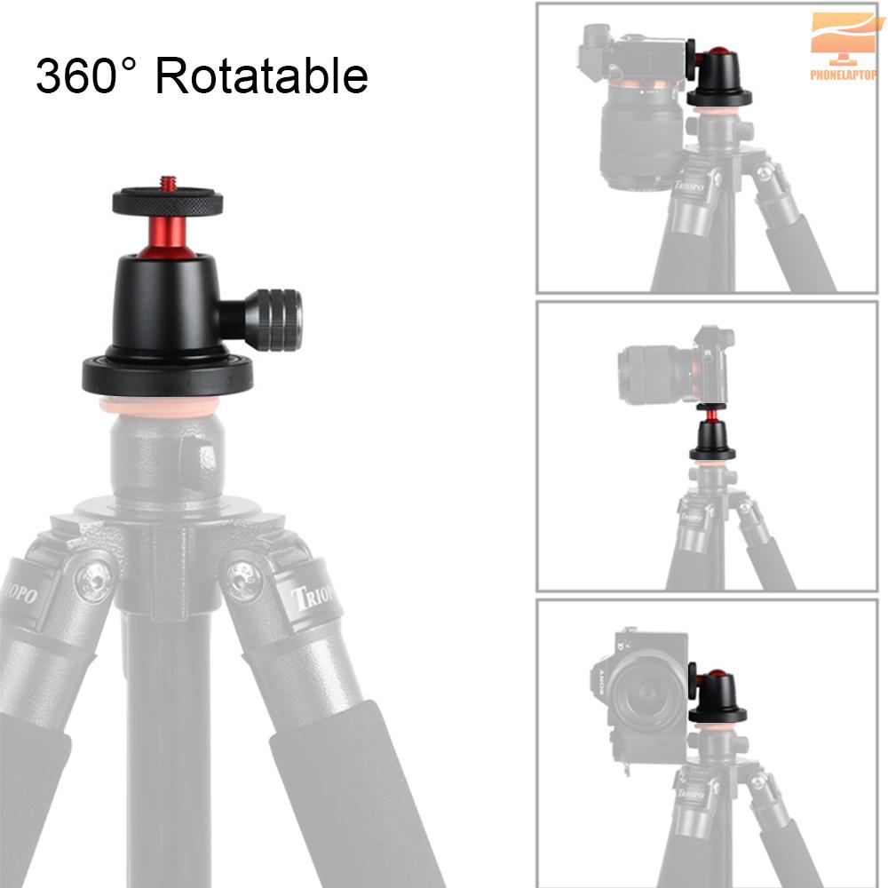 Mini Aluminum Alloy Ball Head 360 Degree Rotatable Panoramic Ball Head with  Bubble Level for DSLR LIDC Camera Tripod Cellphone