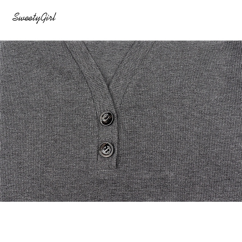 Bộ Áo Liền Quần Tay Dài Cổ Chữ V Màu Trơn Cài Khuy Thời Trang Đường Phố Cho Nữ