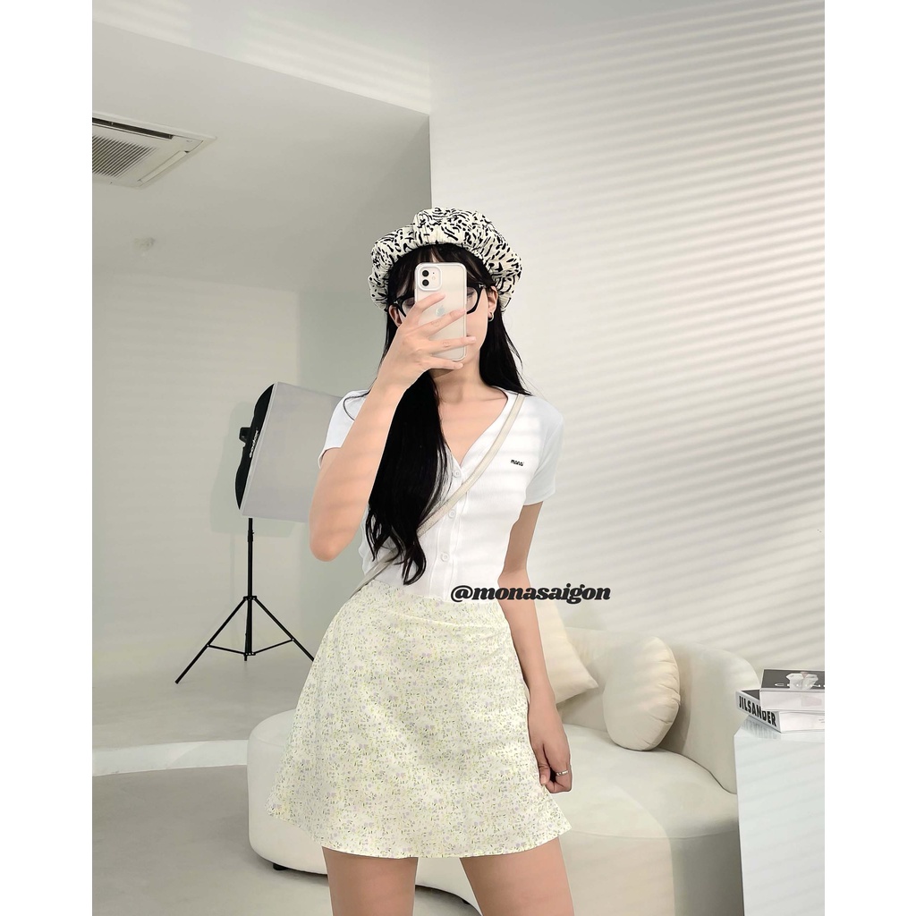 Chân váy xanh hoa nhí MONÁ - LEMON