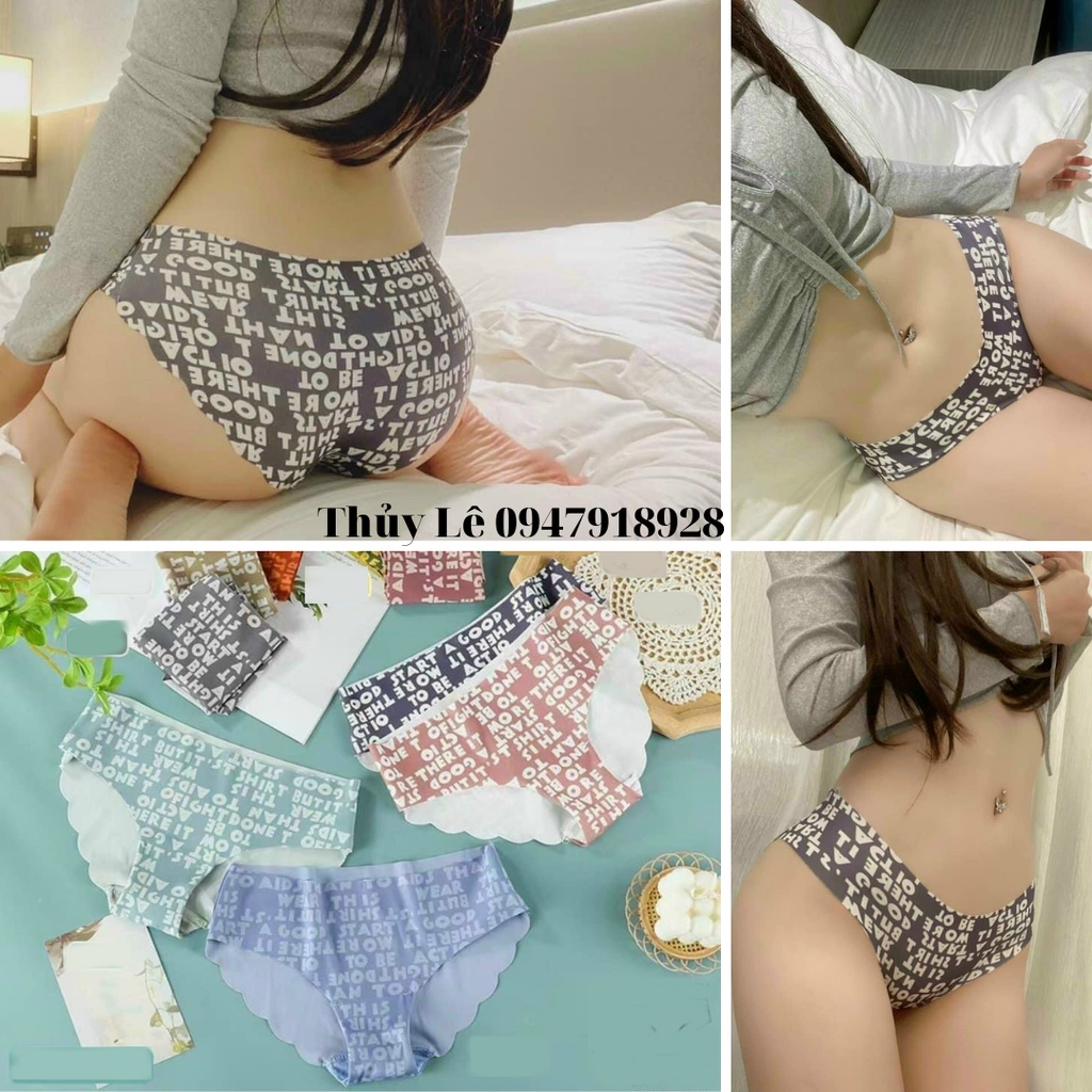 Quần lót không viền phối chữ dáng nửa mông xinh xắ, cá tính dành cho nữ