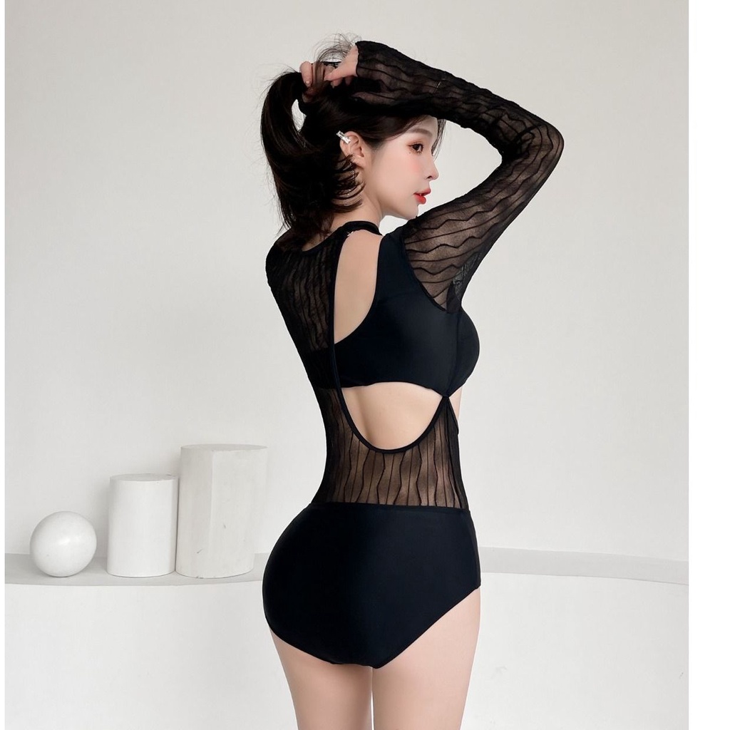 Bộ Đồ Bơi Nâng Ngực Màu Đen Phong Cách Hàn Quốc Quyến Rũ Cho Nữ