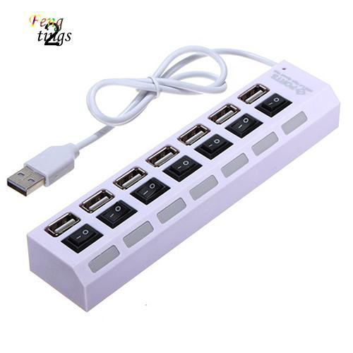 ✌ FT ✌ 7-Port USB 2.0 HUB Splitter High Speed Adapter ON/OFF Switch for Laptop PC