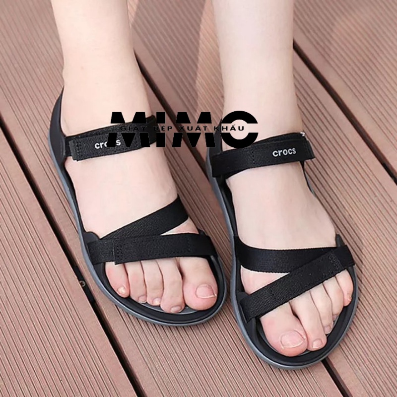 Sandal quai ngang, dép sandal Webbing màu đen thời trang cao cấp êm nhẹ, bền đẹp cho nữ