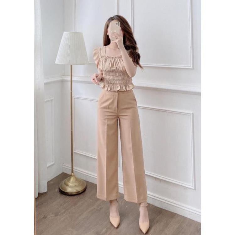 Quần ống rộng cúc bọc mẫu mới siêu tôn dáng | BigBuy360 - bigbuy360.vn