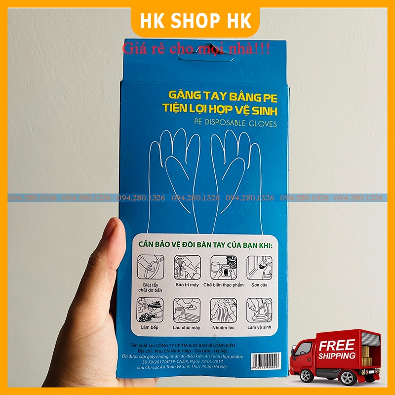 Hộp 100 chiếc găng tay nilon nhuộm tóc, nấu nướng, làm vệ sinh - găng tay nilong dùng 1 lần
