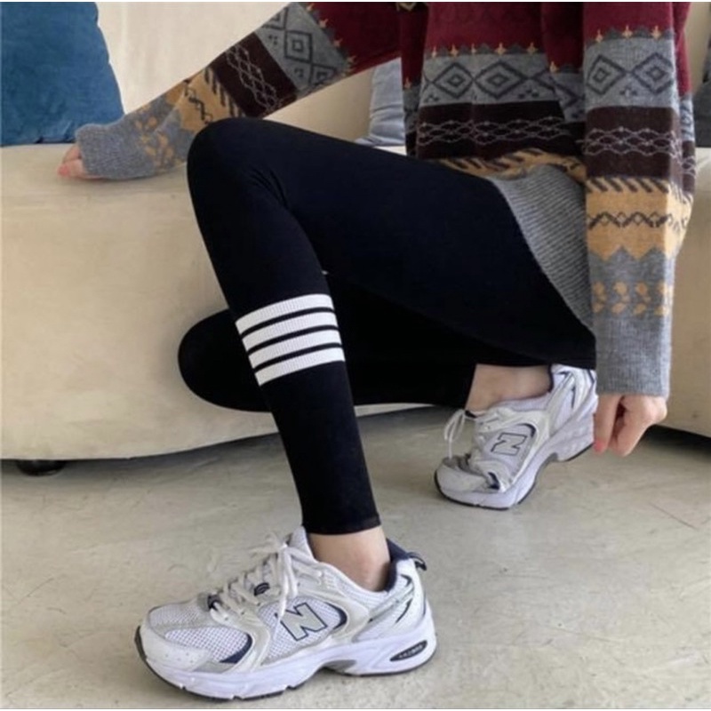 Quần legging dài ôm nữ trơn viền 3 sọc thome browne thun co dãn - Order taobao quảng châu