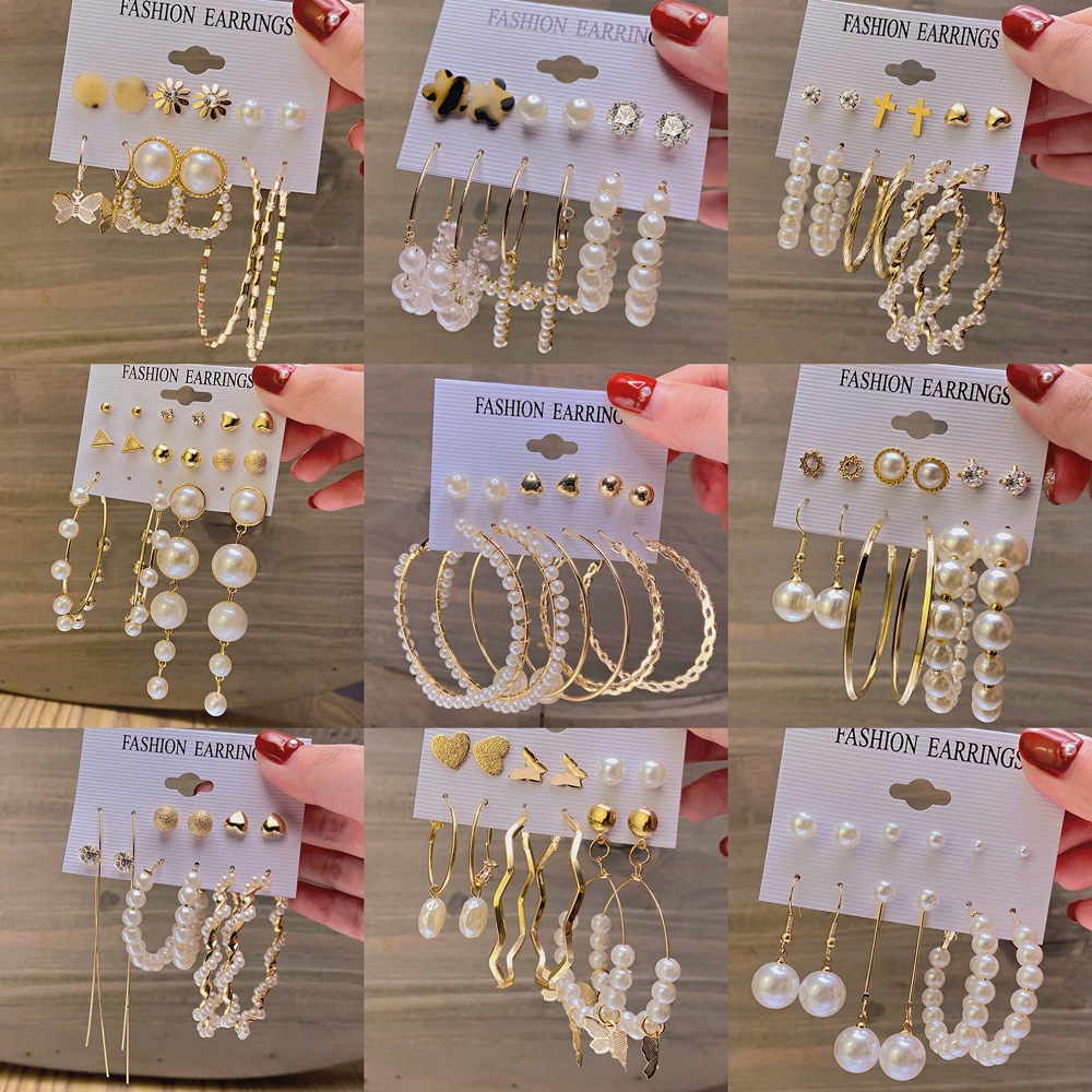 Set 12 Khuyên Tai Nhiều Kiểu Dáng Thời Trang Cho Nữ